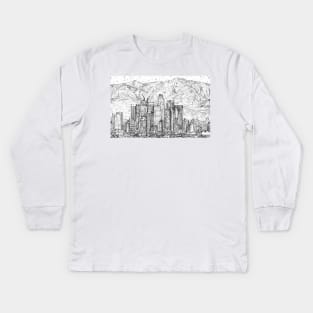 LOS ANGELES skyline - pencil portrait .1 Kids Long Sleeve T-Shirt